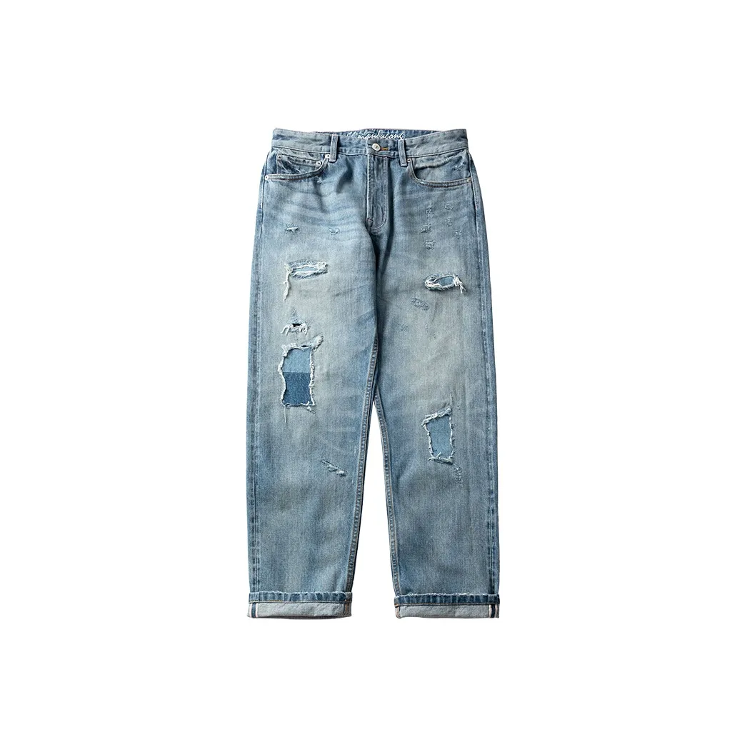 SHINIANFUGONG Джинсы Мужские Светло-Синие