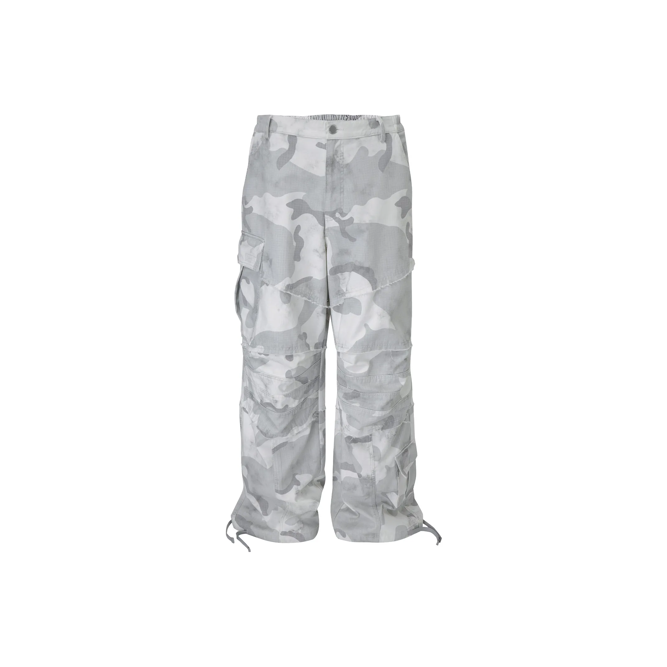FIRE 2 COLD EGO Casual Pants Unisex Gray And White Camouflage