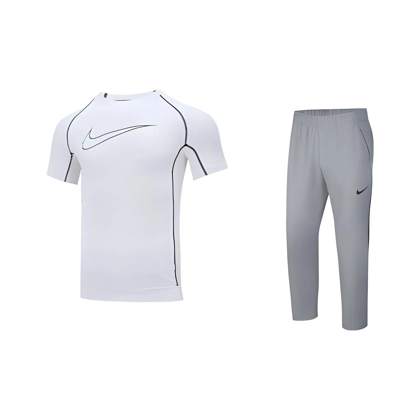 Nike Casual Sportswear Men's White T Shirt+Gray Pants