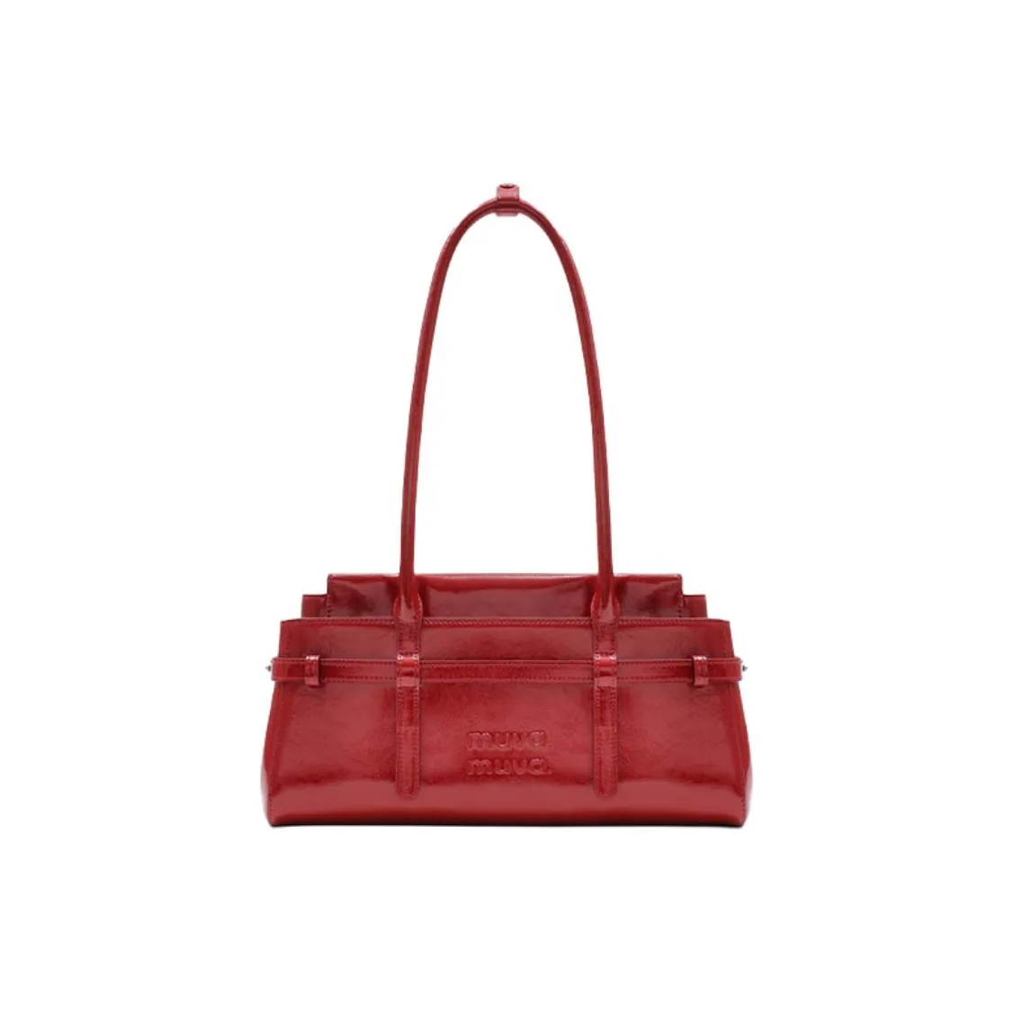 MUVA Сумка через плечо из крупнозернистой текстуры коровьей кожи среднего размера женская молочно-белый праздничный красный