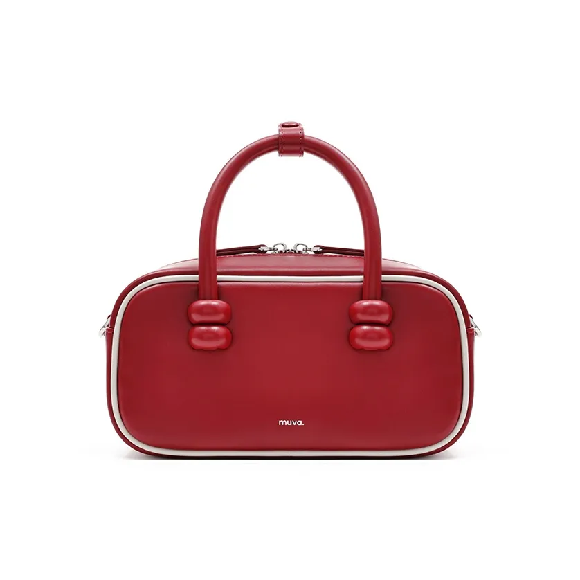 MUVA Коровья кожа Бостонская сумка Сумка Средний Женские Праздничный красный Карамельный коричневый Масляный Винтажный синий