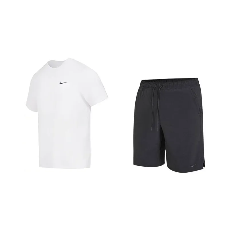 Nike Casual Sportswear Men's White T Shirt+Black Shorts