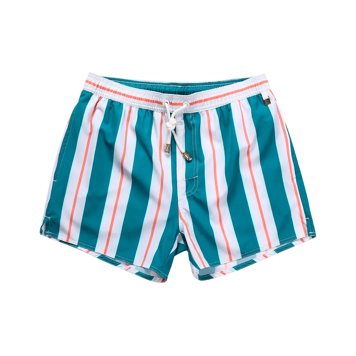 GAILANG Beach Shorts Men's Green White Orange Stripes