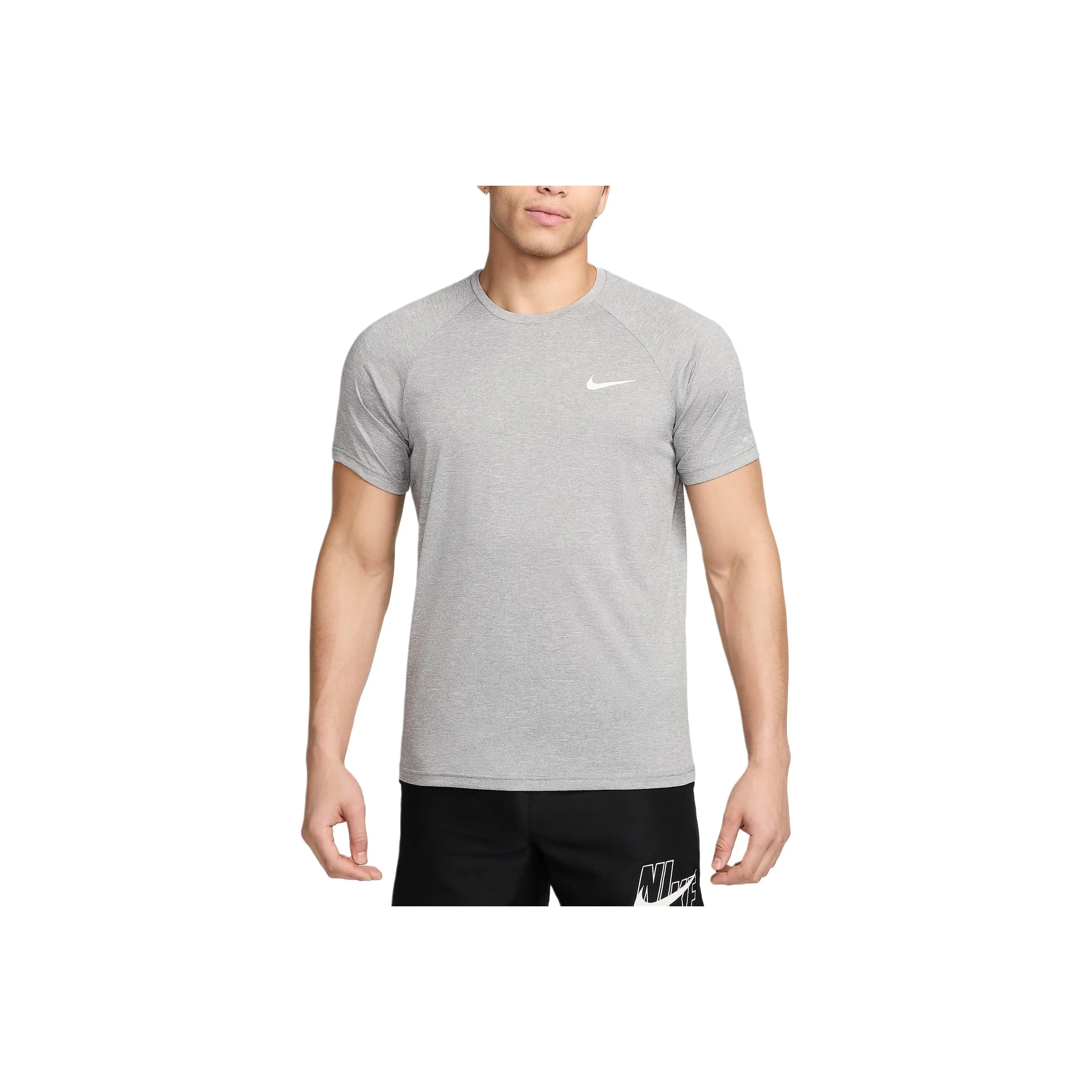 Nike Men's Heathered Short Sleeve Hydroguard Swim Shirt Men's Swimwear Men's Grain Gray