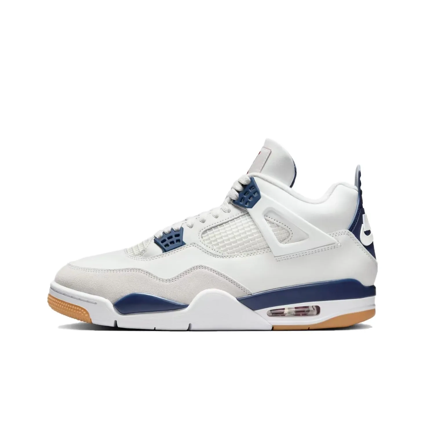 Nike SB x Jordan Air Jordan 4 
Navy
 Abrasion Resistant High Top Vintage Basketball Shoes Unisex White Blue