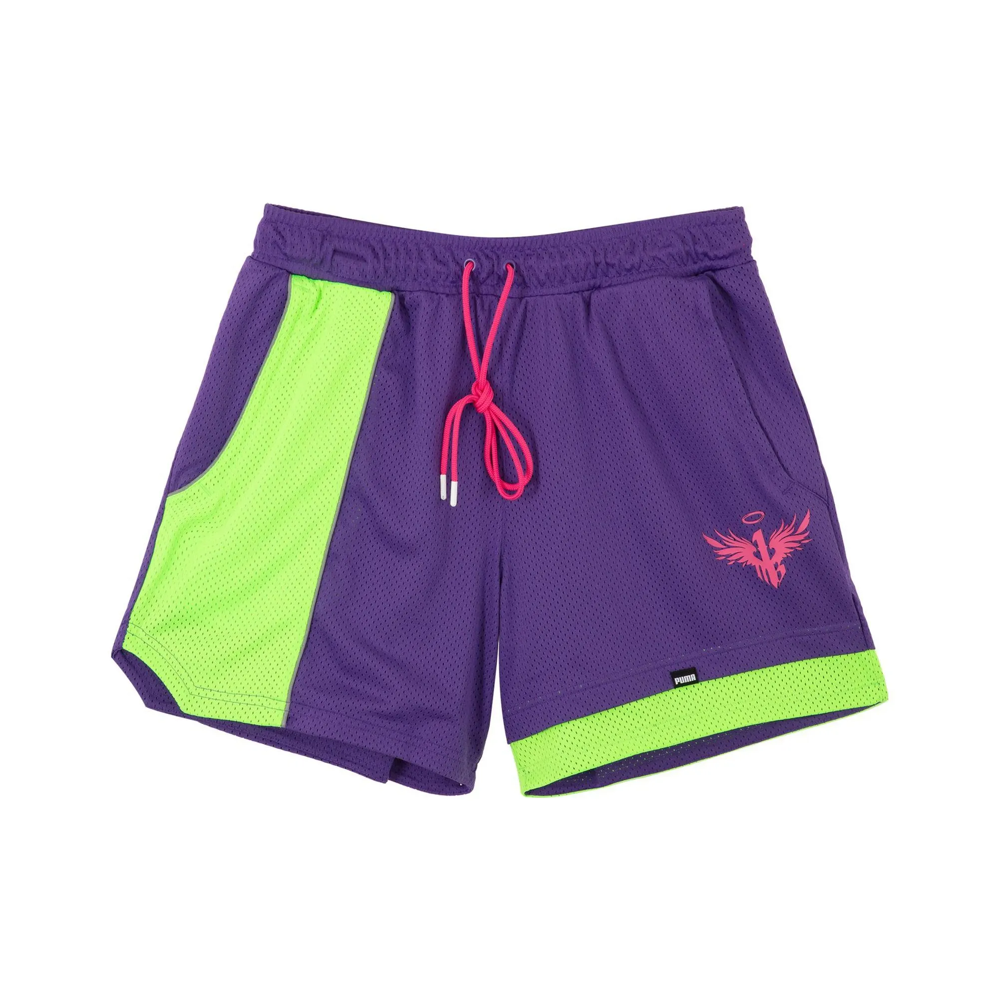 PUMA x Toxic Ralph Casual Shorts Men's Violet Neon Green