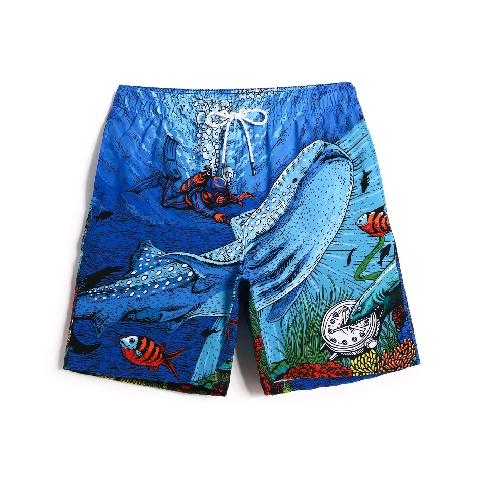 GAILANG Пляжные шорты Мужские Глубокое море Синий Кит