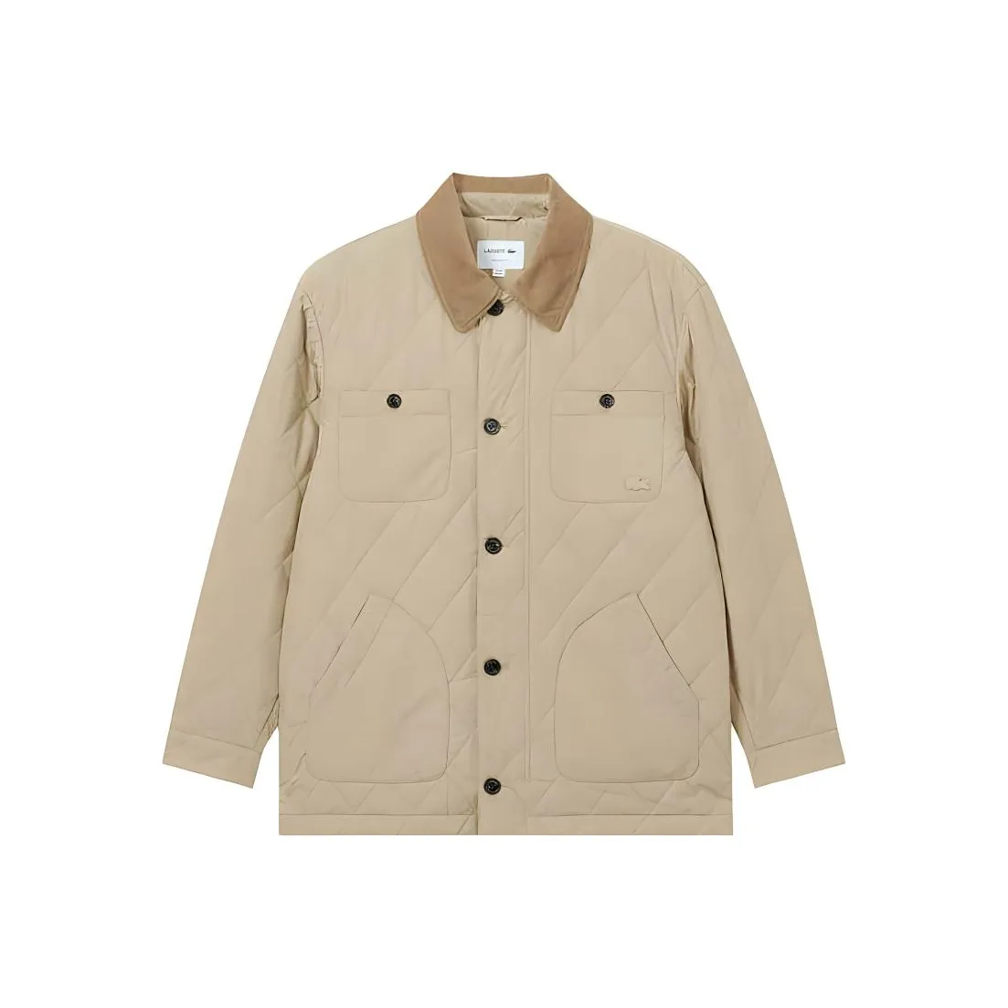 LACOSTE Хлопковый пуховик Мужской Молочный кофейный