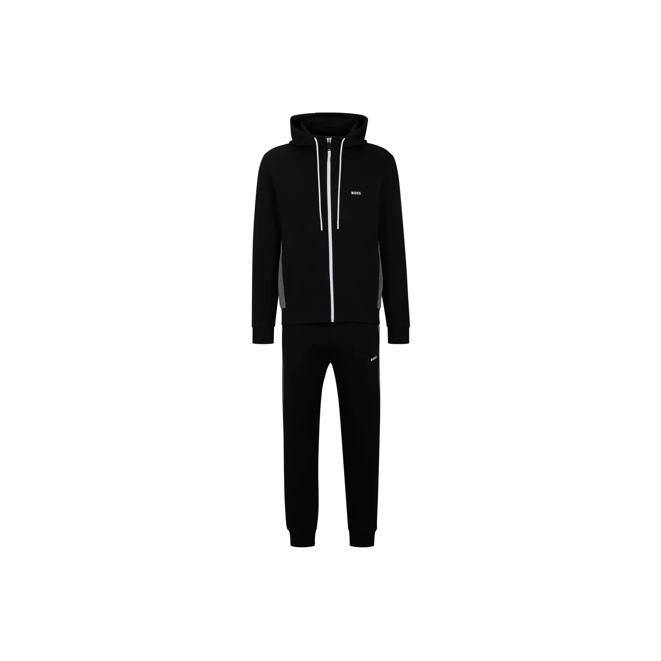 HUGO BOSS FW23 Stretch Cotton Tracksuit With Fabric Contrasts Casual Sportswear Men's Black