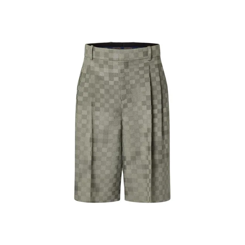 LOUIS VUITTON Tailored Wide Damier Damoflage Wool Shorts