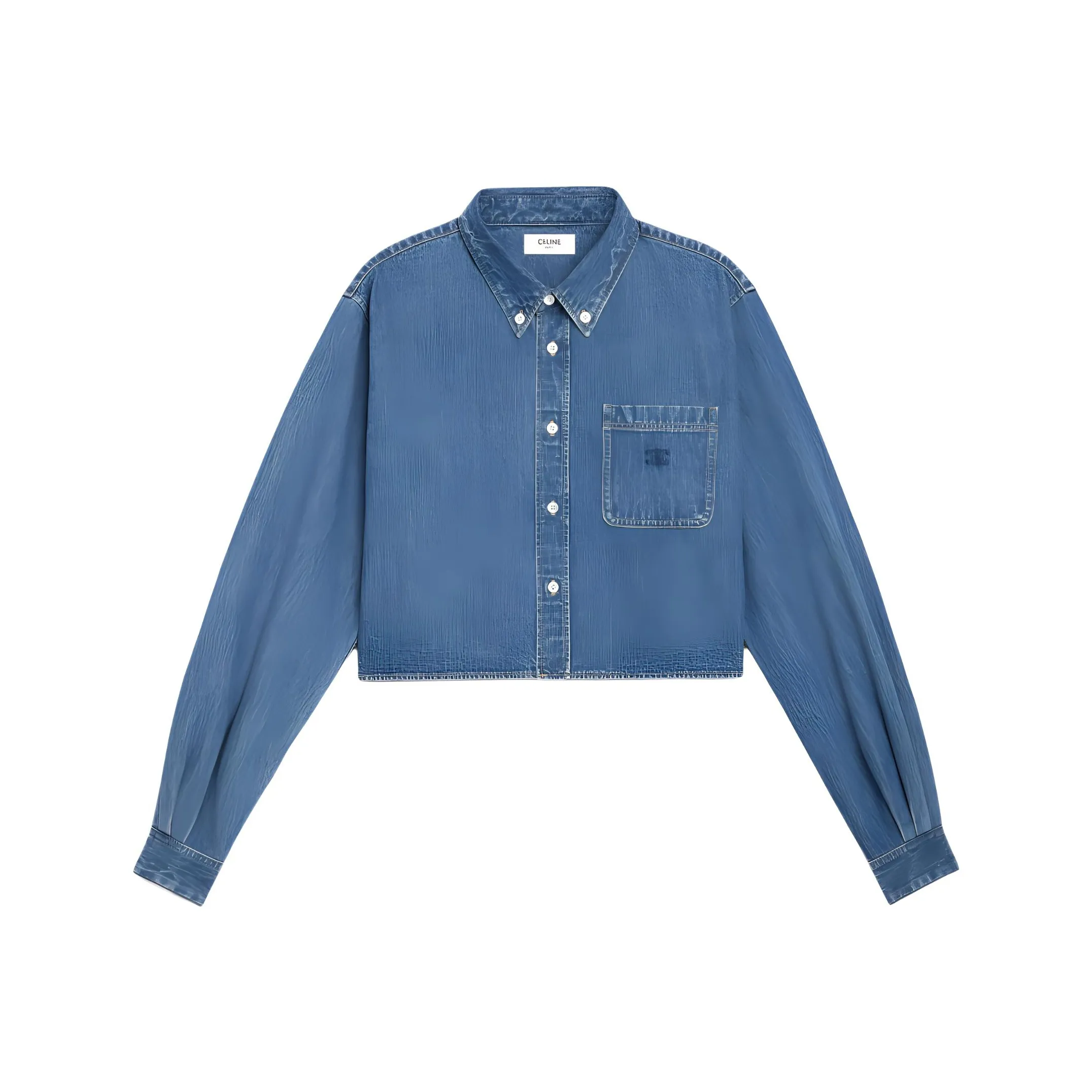CELINE Cropped Shirt In Union Ocean Wash Denim