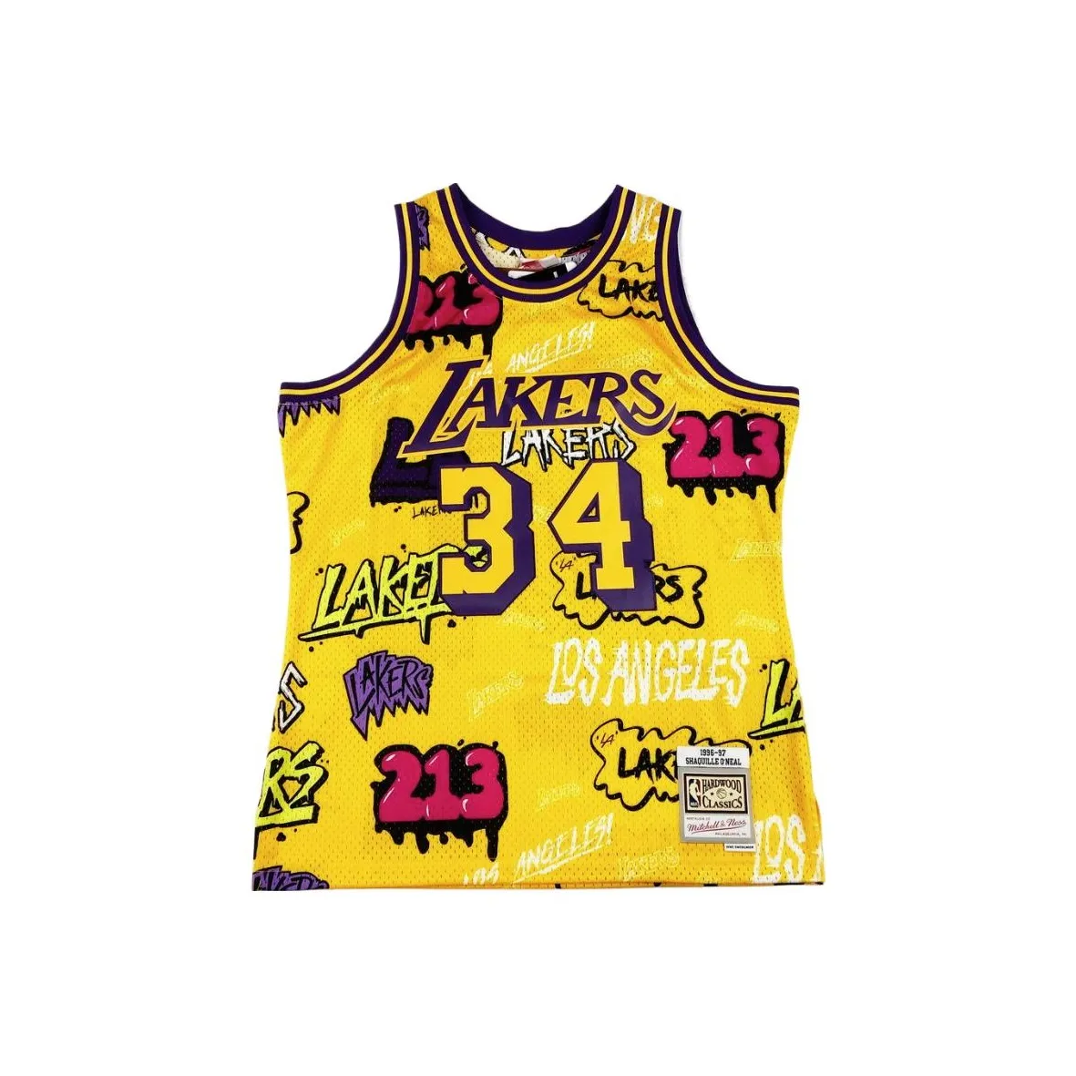 Mitchell & Ness 'LA Lakers 1996 Shaquille O'Neal' Slap Sticker Swingman Jersey Vest Top