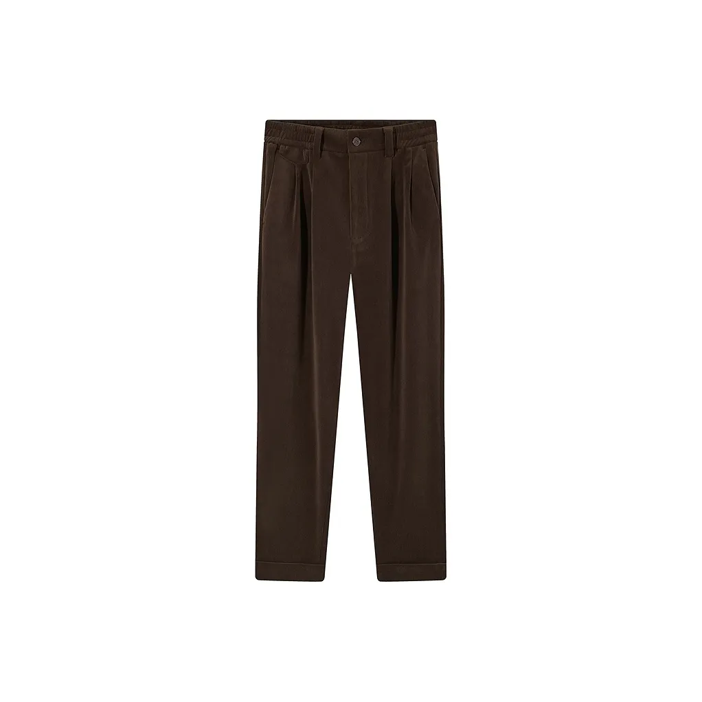 SEVEN Draped Comfortable Corduroy Thermal Casual Pants Men's Khaki