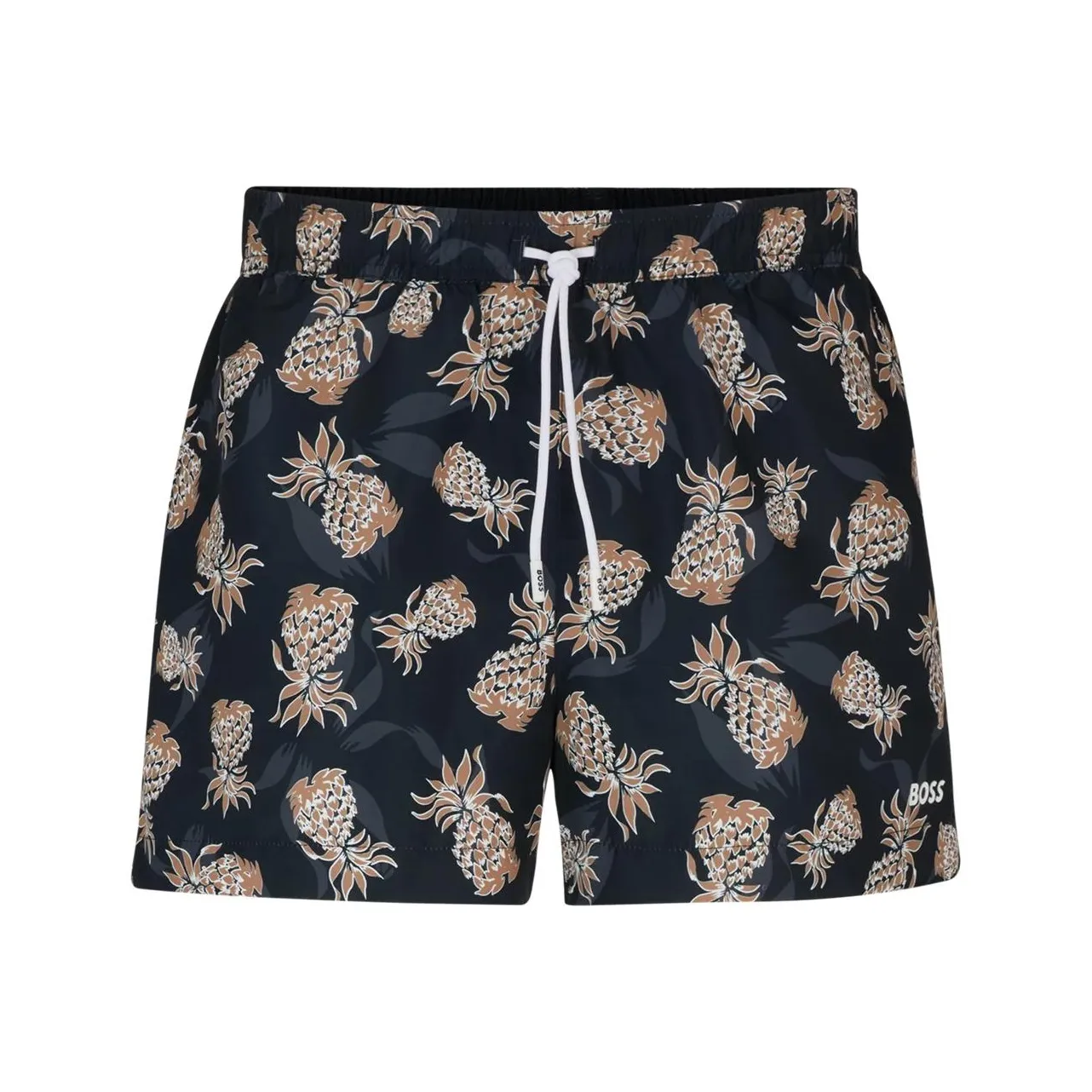 HUGO BOSS Fully Lined Swim Shorts With Pineapple Motif Swimming Shorts Men's Blue