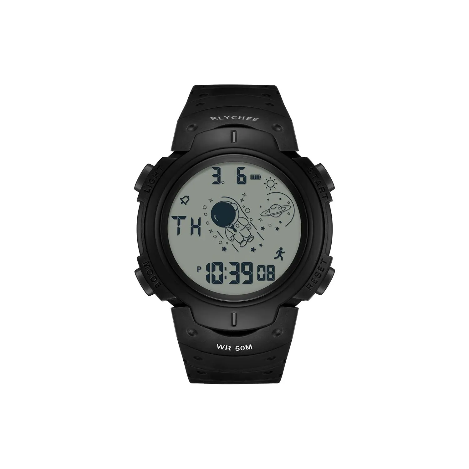 Rlychee Space Man Collection Электроника Механизм TPU Ремешок Часы Унисекс Серый Циферблат