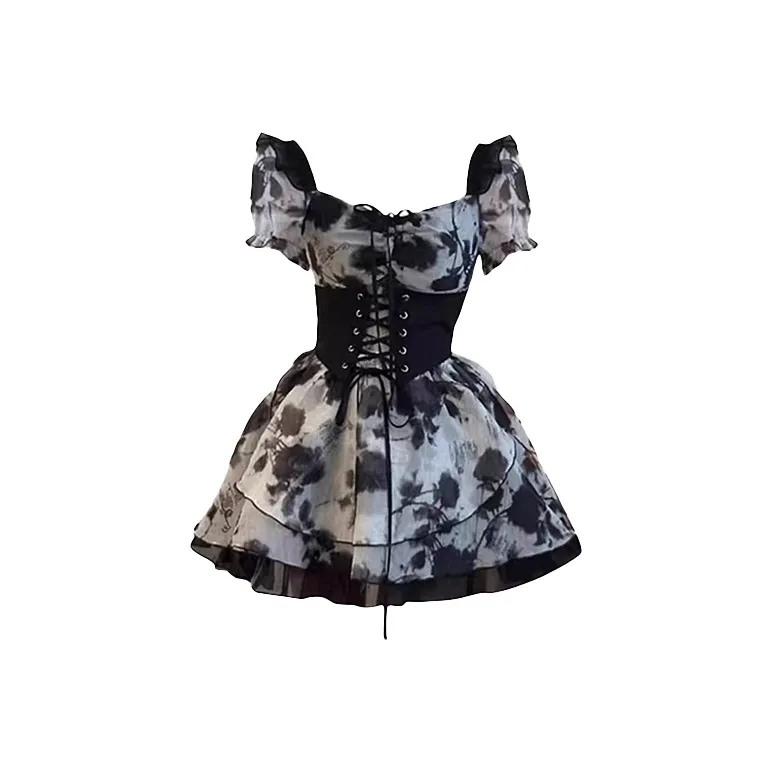 CANTALOVE Короткое платье с короткими рукавами женское черное