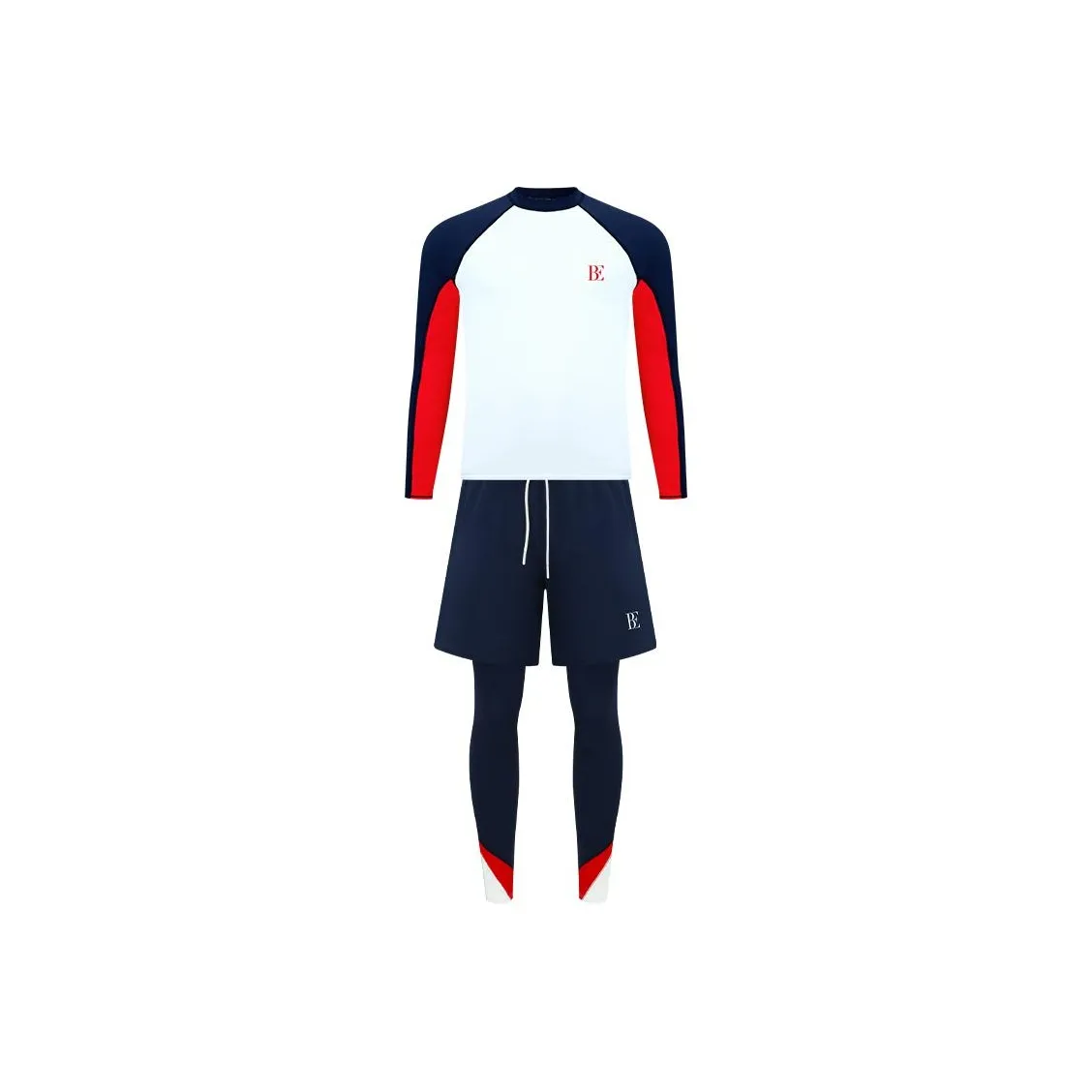 BALNEAIRE Swimwear Top Men's Red White Blue Patchwork