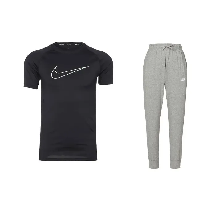 Nike Casual Sportswear Men's Short Sleeved T Shirts+Gray Sweatpants