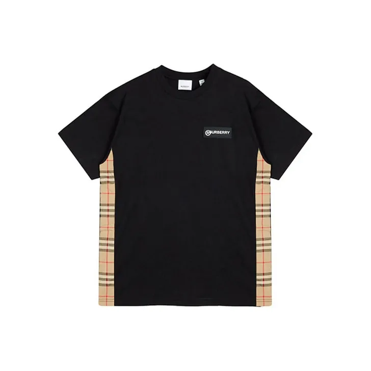 Burberry Women'ss Vintage Check Panel T shirt Black