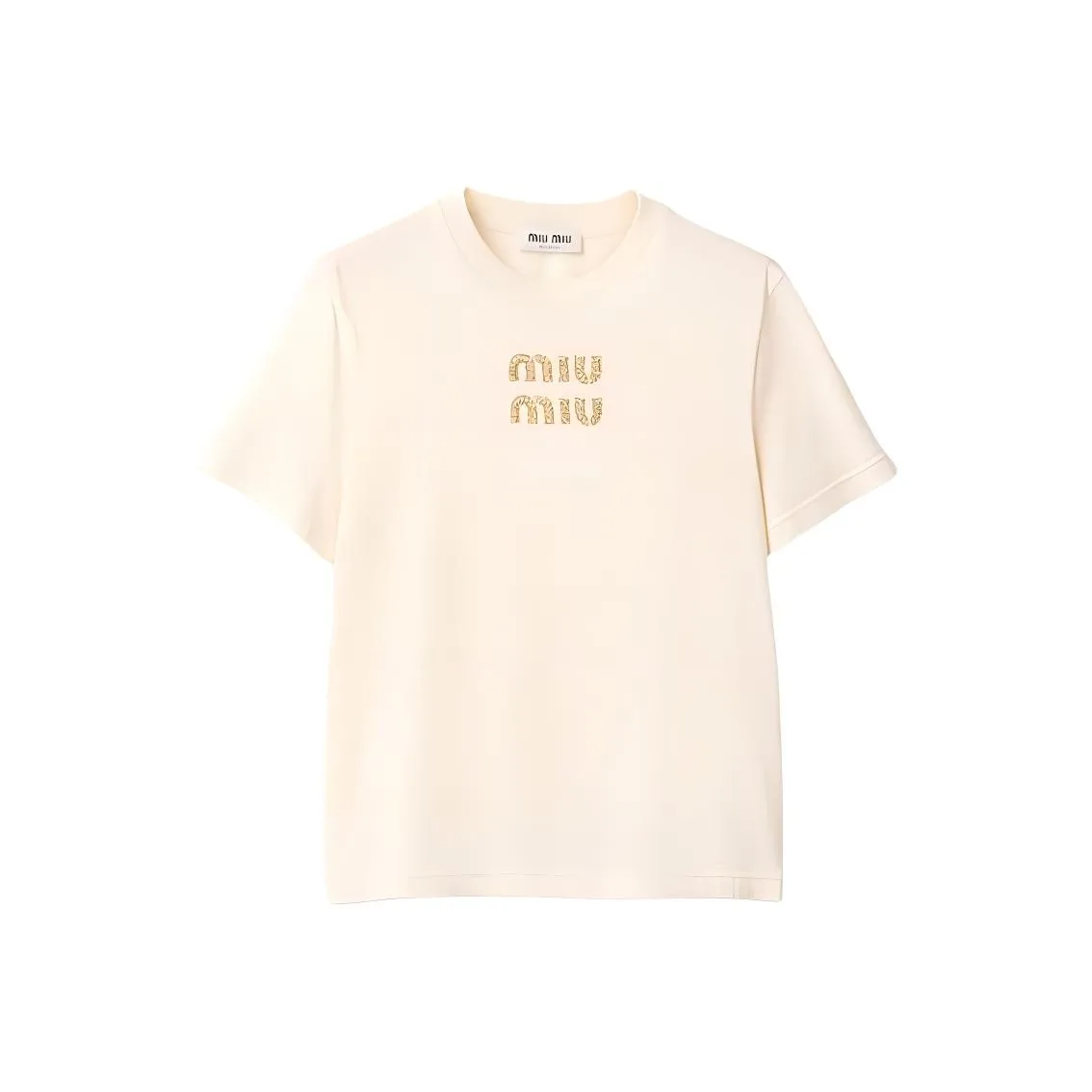 MIU MIU Logo Embellished Crewneck T Shirt
