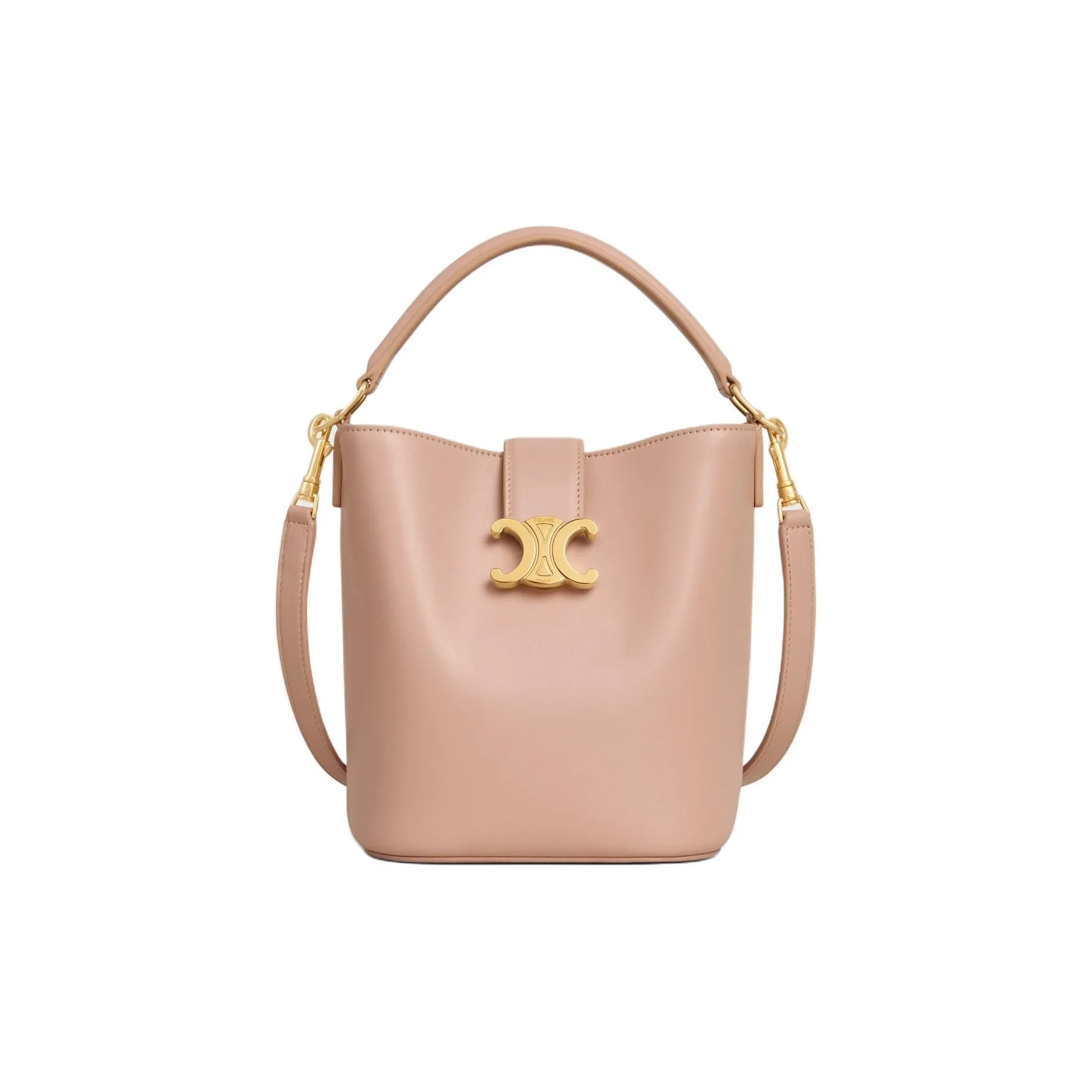 CELINE Cow Leather Bucket Bag, Shoulder Bag, Crossbody Bag, Handbag Small Size Women's Peach Pink