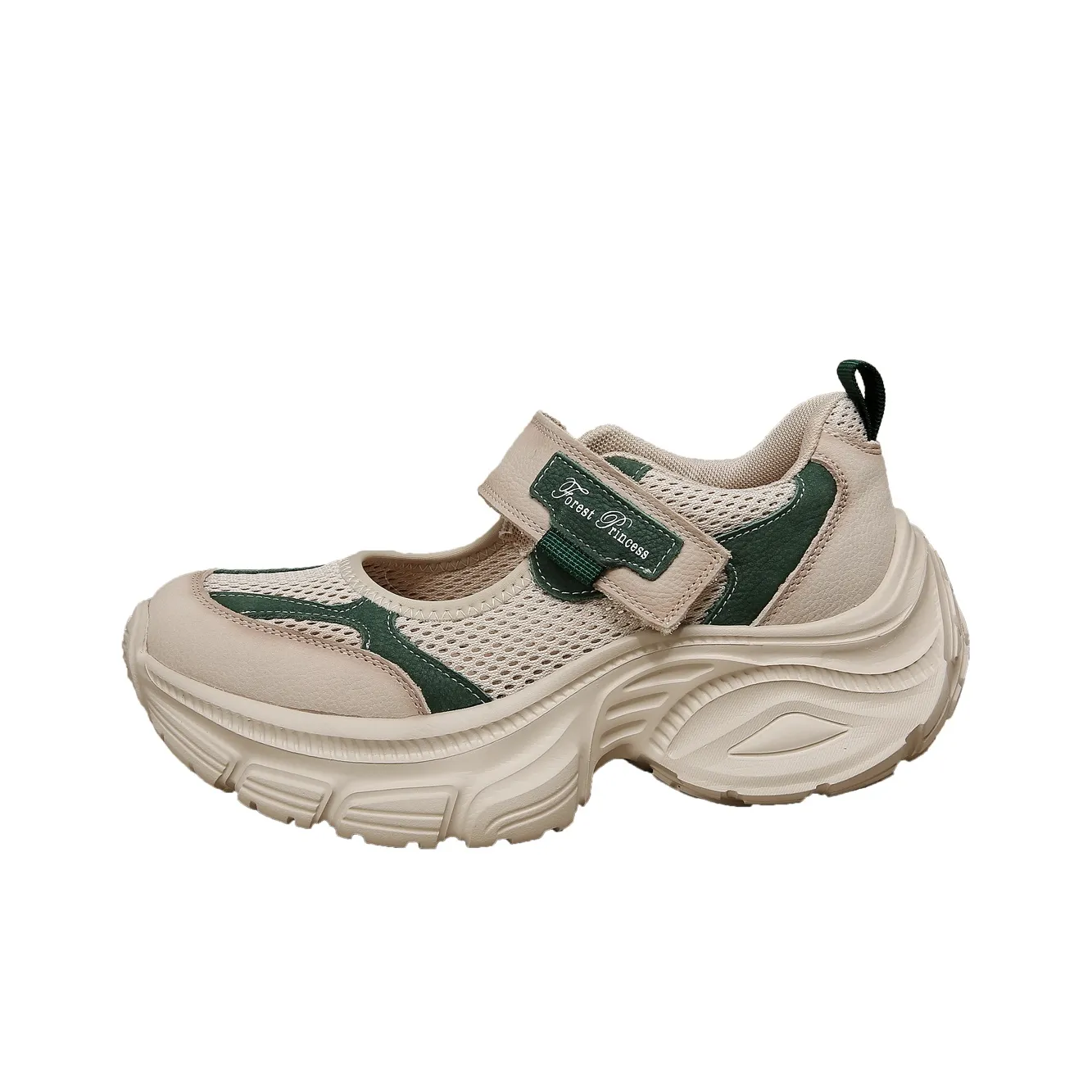 Forest Princess Туфли Мэри Джейн Женские Бежево-зеленые