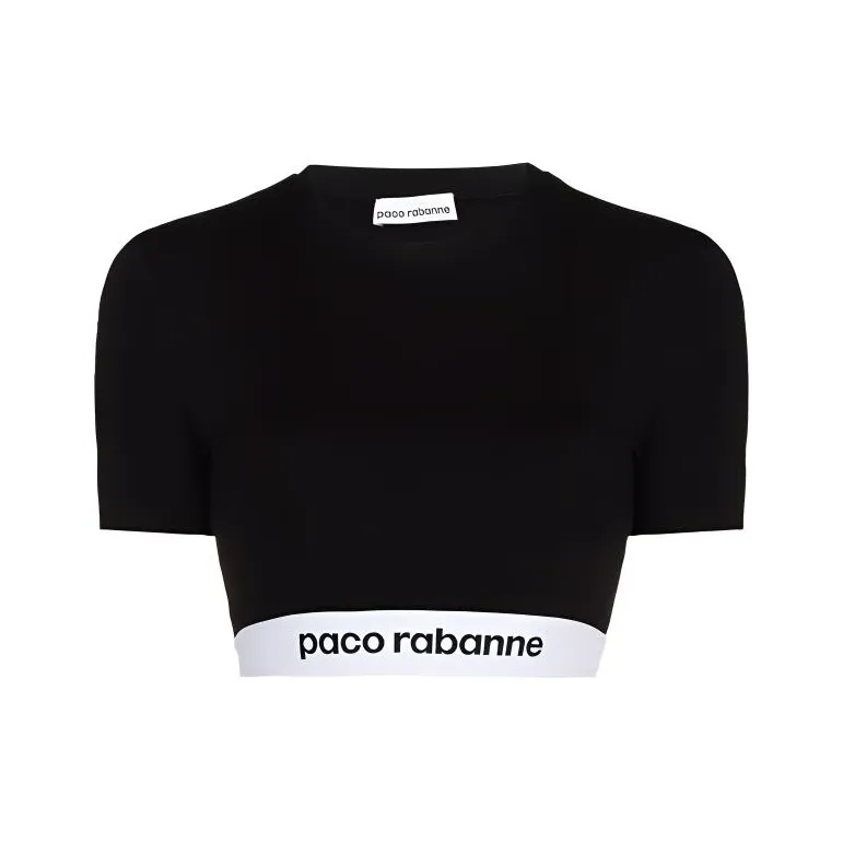 Rabanne Logo hem Cropped T shirt
