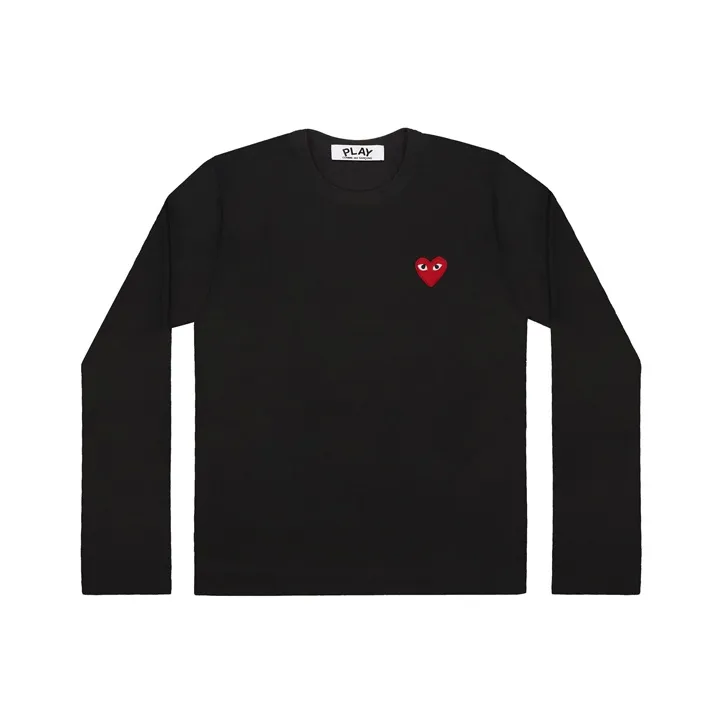 Comme Des Garcons Play Women's Red Emblem L/S T shirt Black