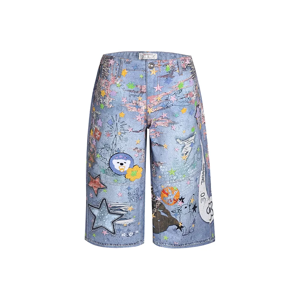 DND4DES Промытый синий Унисекс Джинсовые шорты