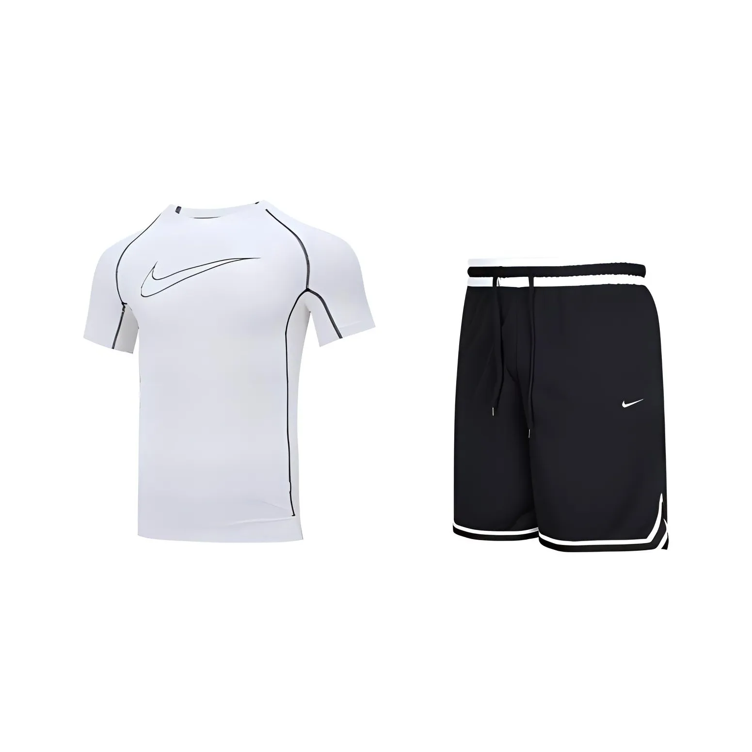 Nike Casual Sportswear Men's White T Shirt+Black Shorts