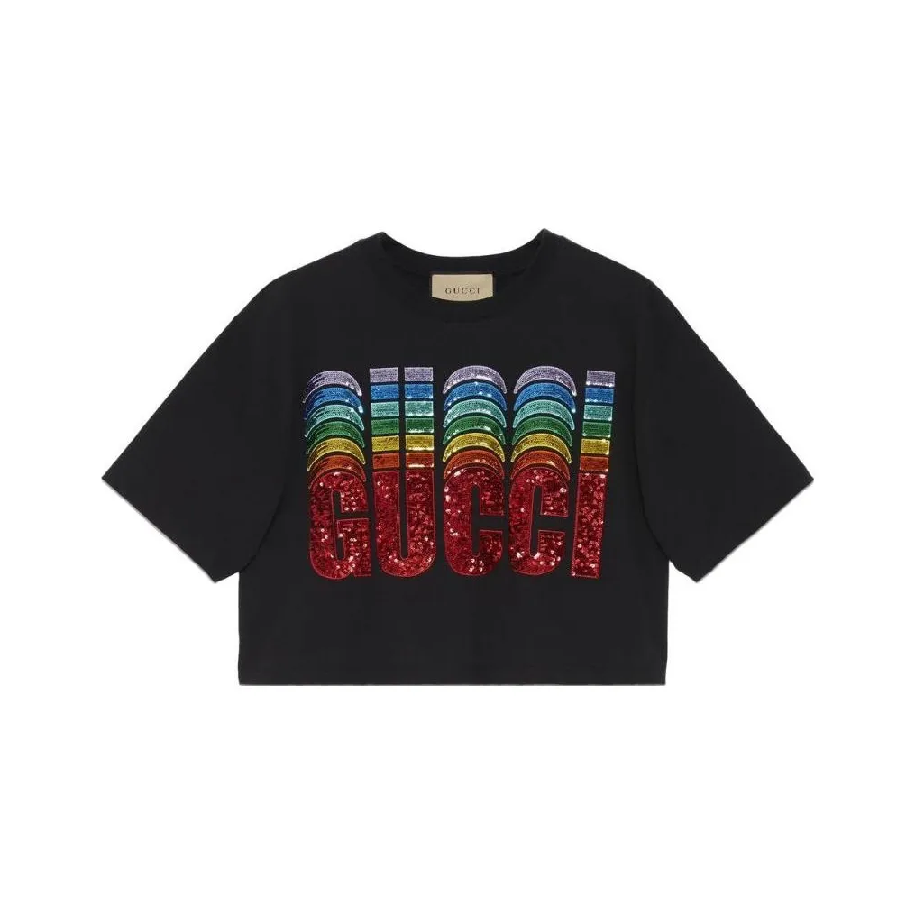 GUCCI Logo print Cropped T shirt