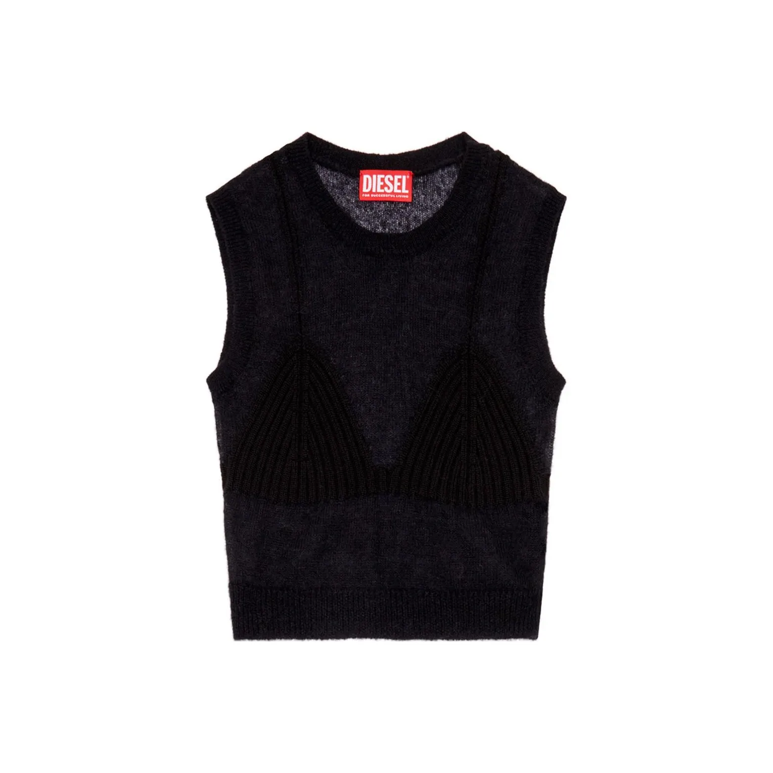 DIESEL M Arostica Bra Detailed Sheer Knitted Top