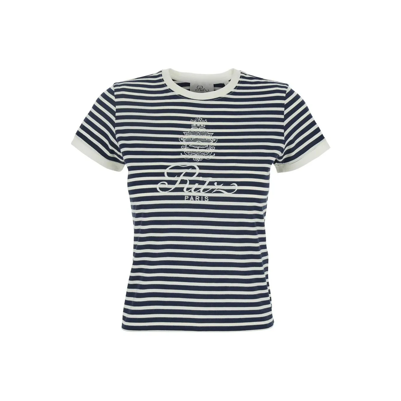 FRAME X Ritz Paris Striped Crewneck T Shirt