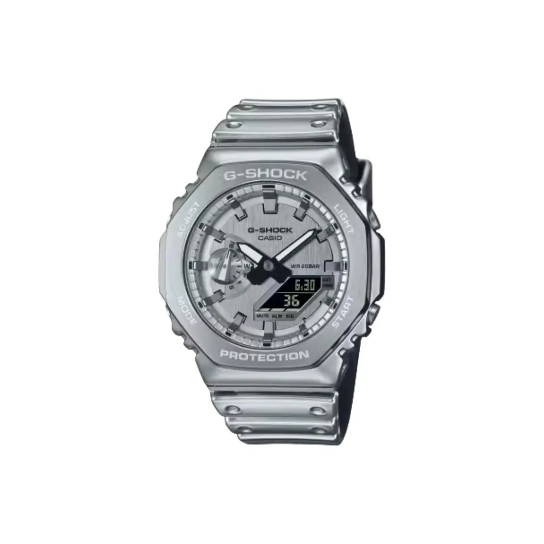 CASIO г Steel Collection Octagonal Кварцевый механизм Смола Ремешок Часы Унисекс Серебристый циферблат