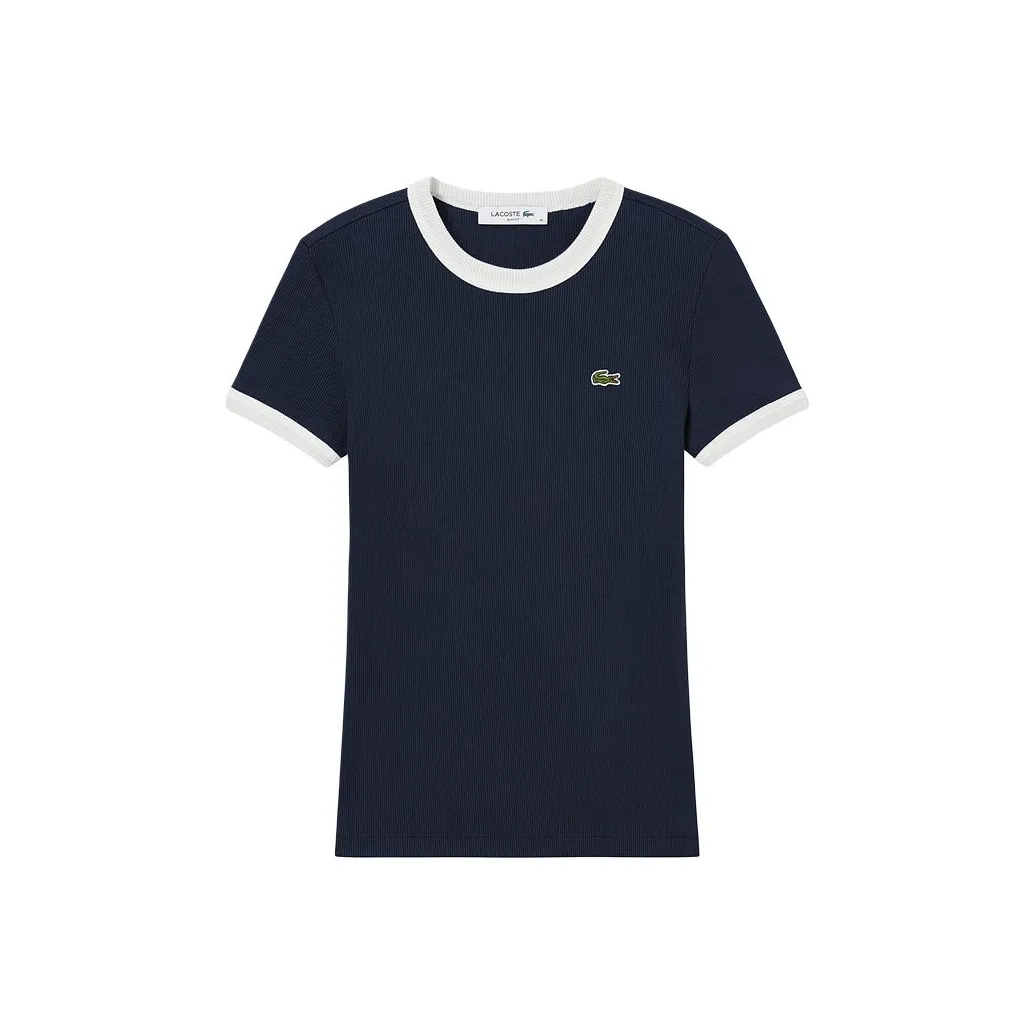 LACOSTE Collaboration Стандартная T-рубашка Женская Темно-синий Белый