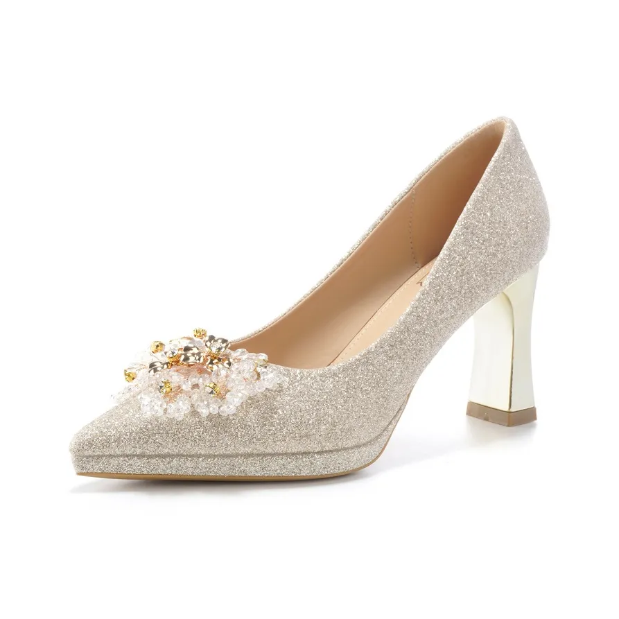 Lanza Грубый каблук Высокие каблуки Женские Шампанское