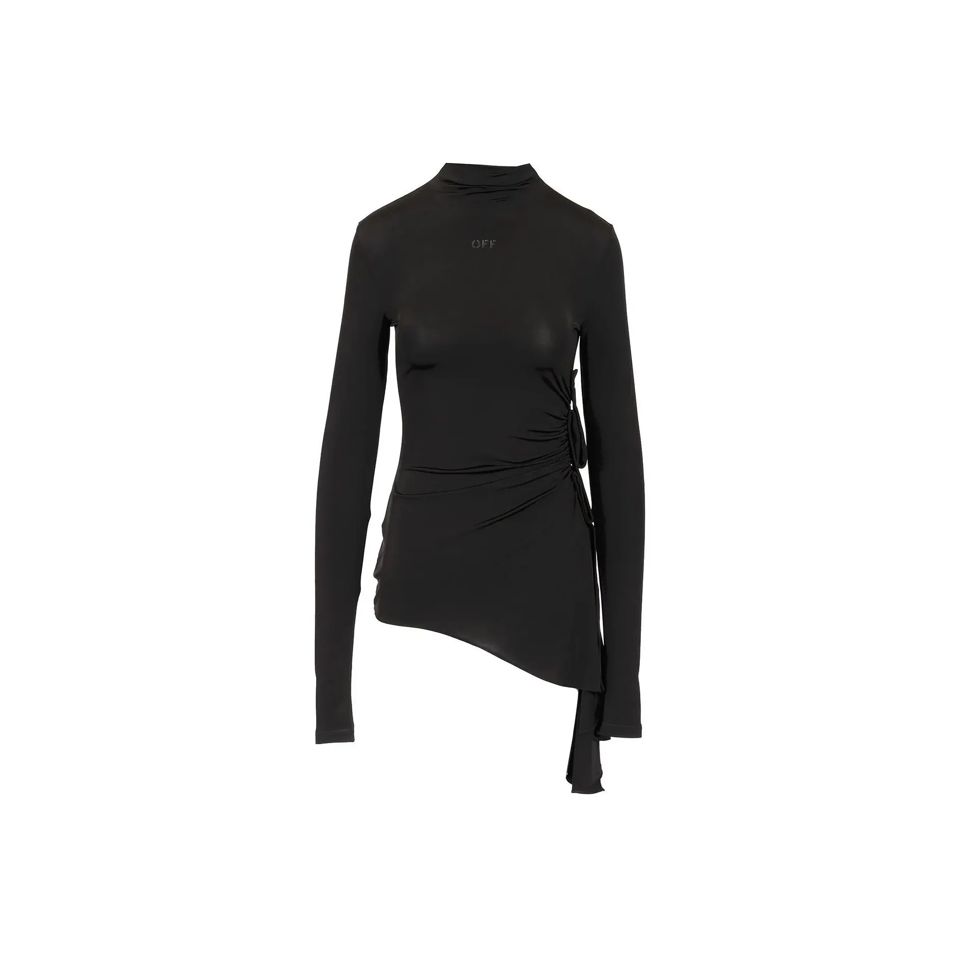 OFF WHITE Draped High Neck Mini Dress