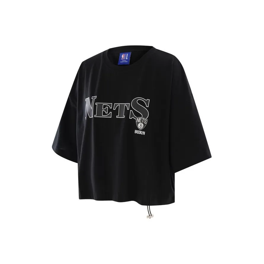 NBA Brooklyn Nets Рукав с спущенным плечом T-рубашка Женская Черная