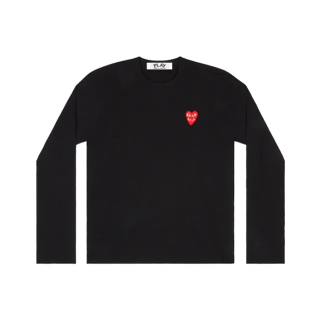 Comme Des Garcons Play Women's Red Stacked Heart L/S T shirt Black