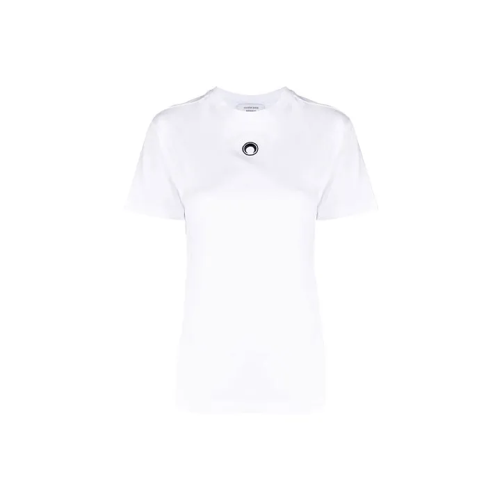 Marine Serre Organic Cotton Embroidered T shirt White