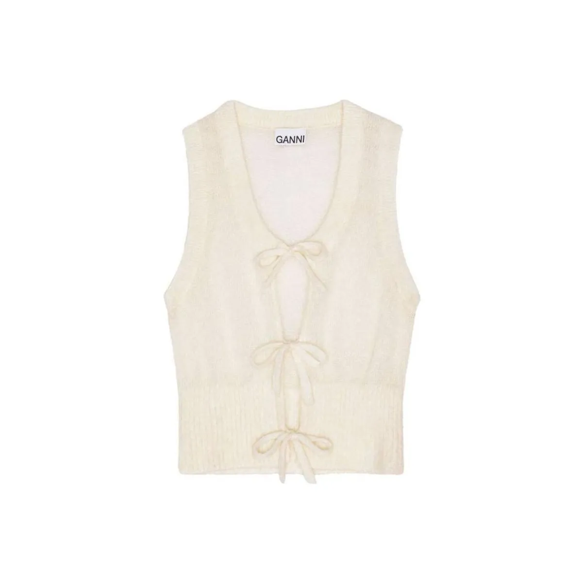 GANNI Egret Tie String Knitted Vest