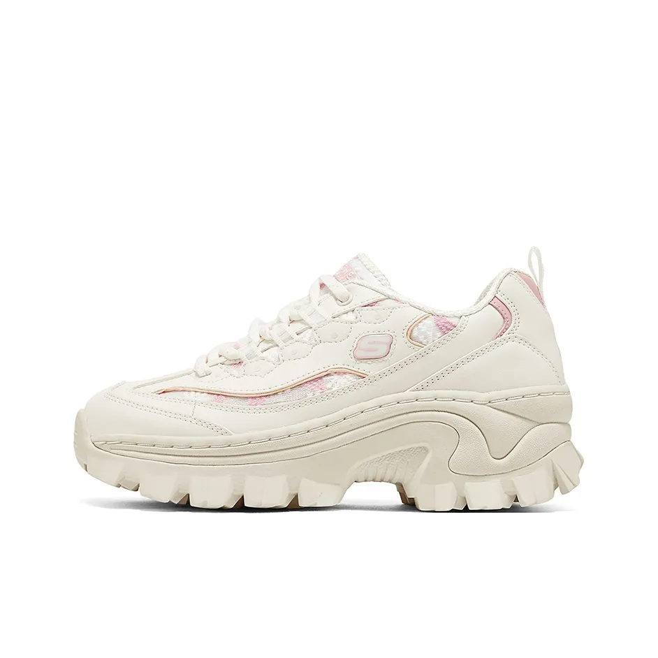 Skechers Anti Slip Wear Resistant Low Top Chunky Sneakers Women's White Pink