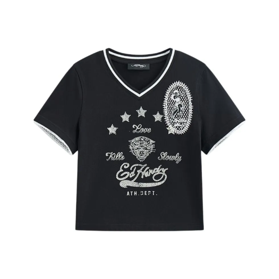 Ed Hardy Regular T Shirt Women's Black