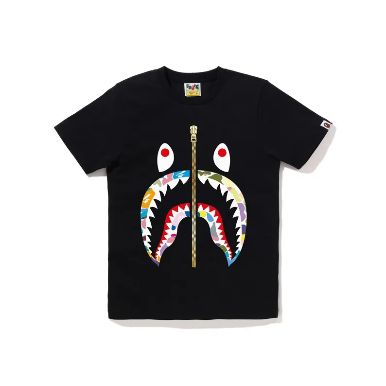 Great boys shirt Multi Camo Shark Tee Ladies Black/White