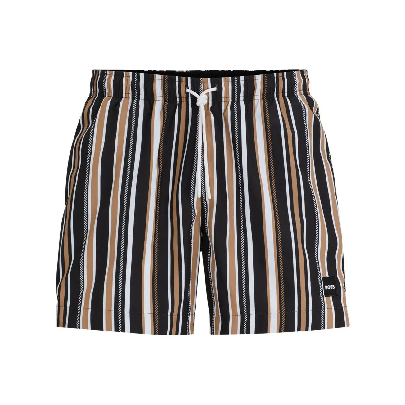 HUGO BOSS Fully Lined Swim Shorts In Striped Quick Dry Fabric Casual Shorts Men's Black