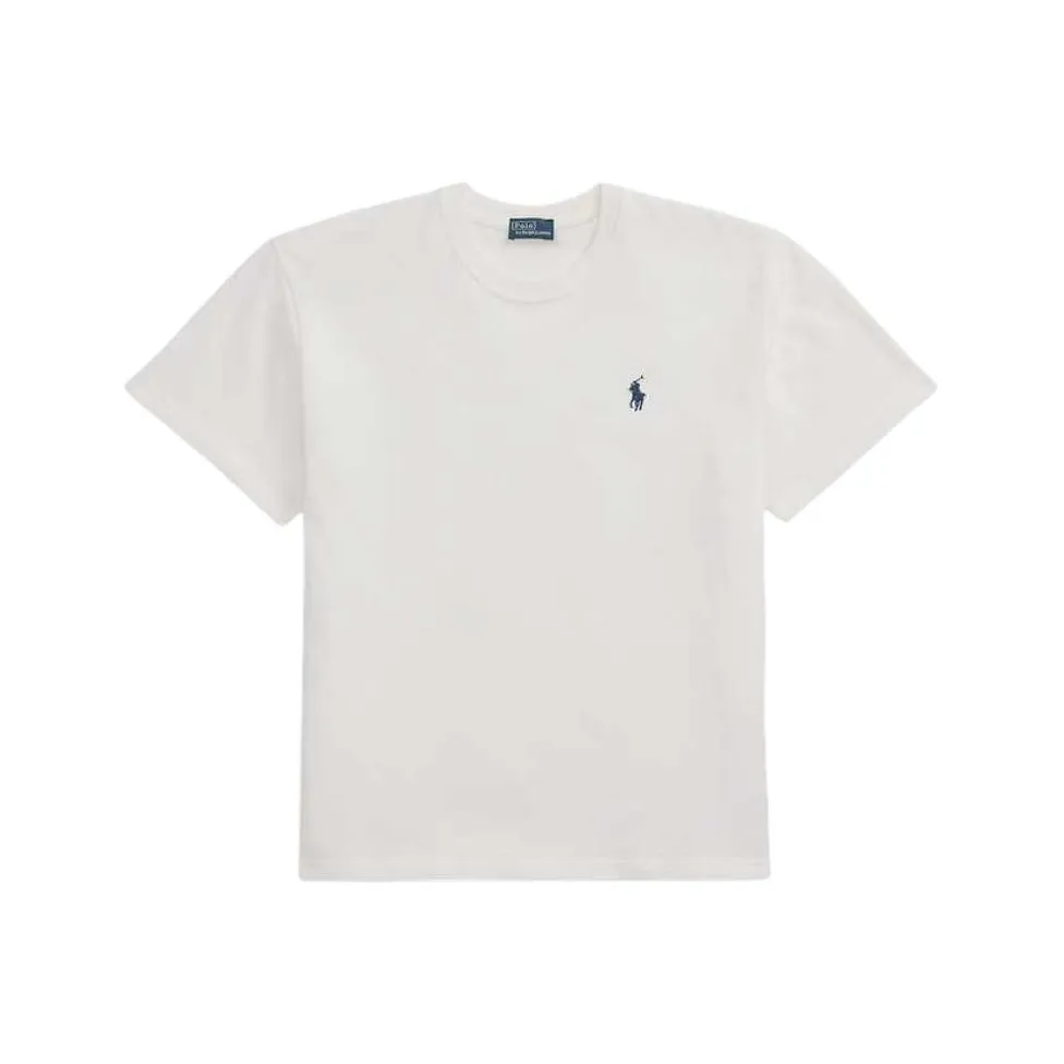 Polo Ralph Lauren Solid Color Crew Neck Pony Logo Short Sleeved T Shirt Women's White