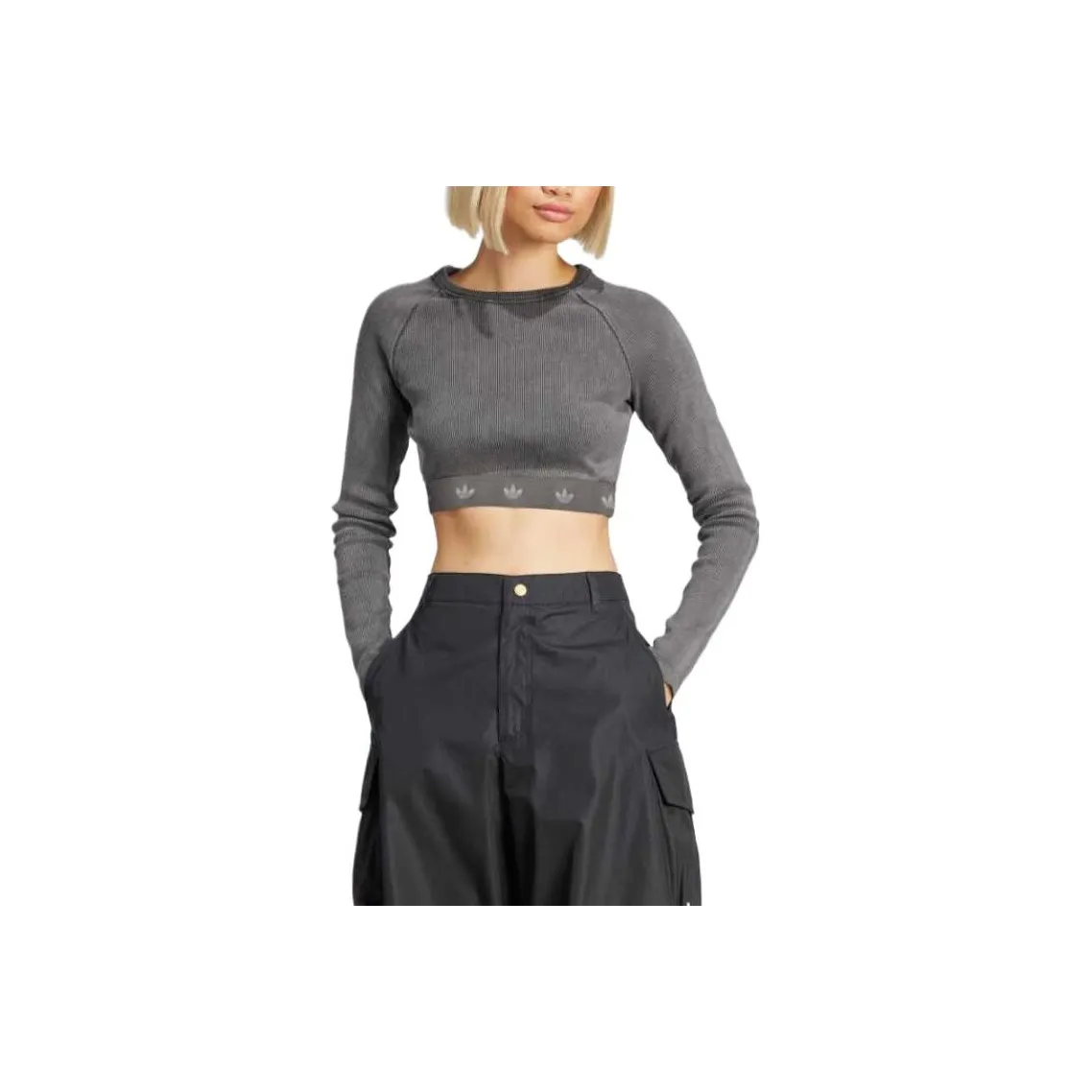 Adidas Originals Рукав реглан T-рубашка Женская Черная