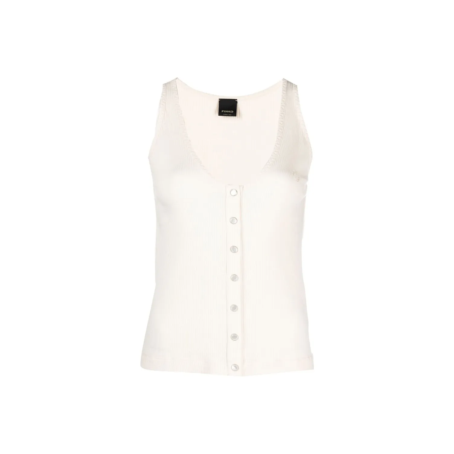 PINKO Logo Embroidered Ribbed Vest Top