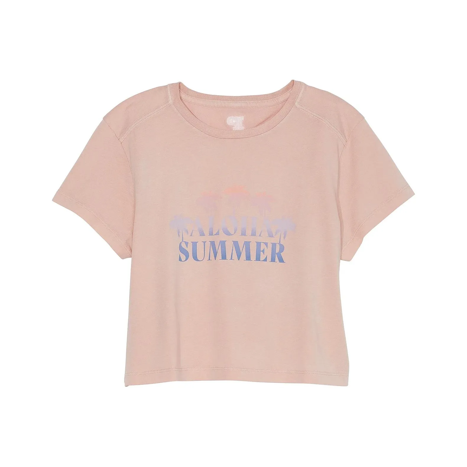 Victoria's Secret PINK HERITAGE COTTON CROPPED TEE/Aloha Summer T Shirt Women's Flesh