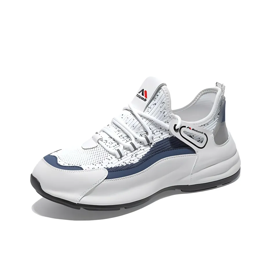 Kolumb Anti Slip And Wear Resistant Breathable Low Top Casual Shoes Men's White Blue